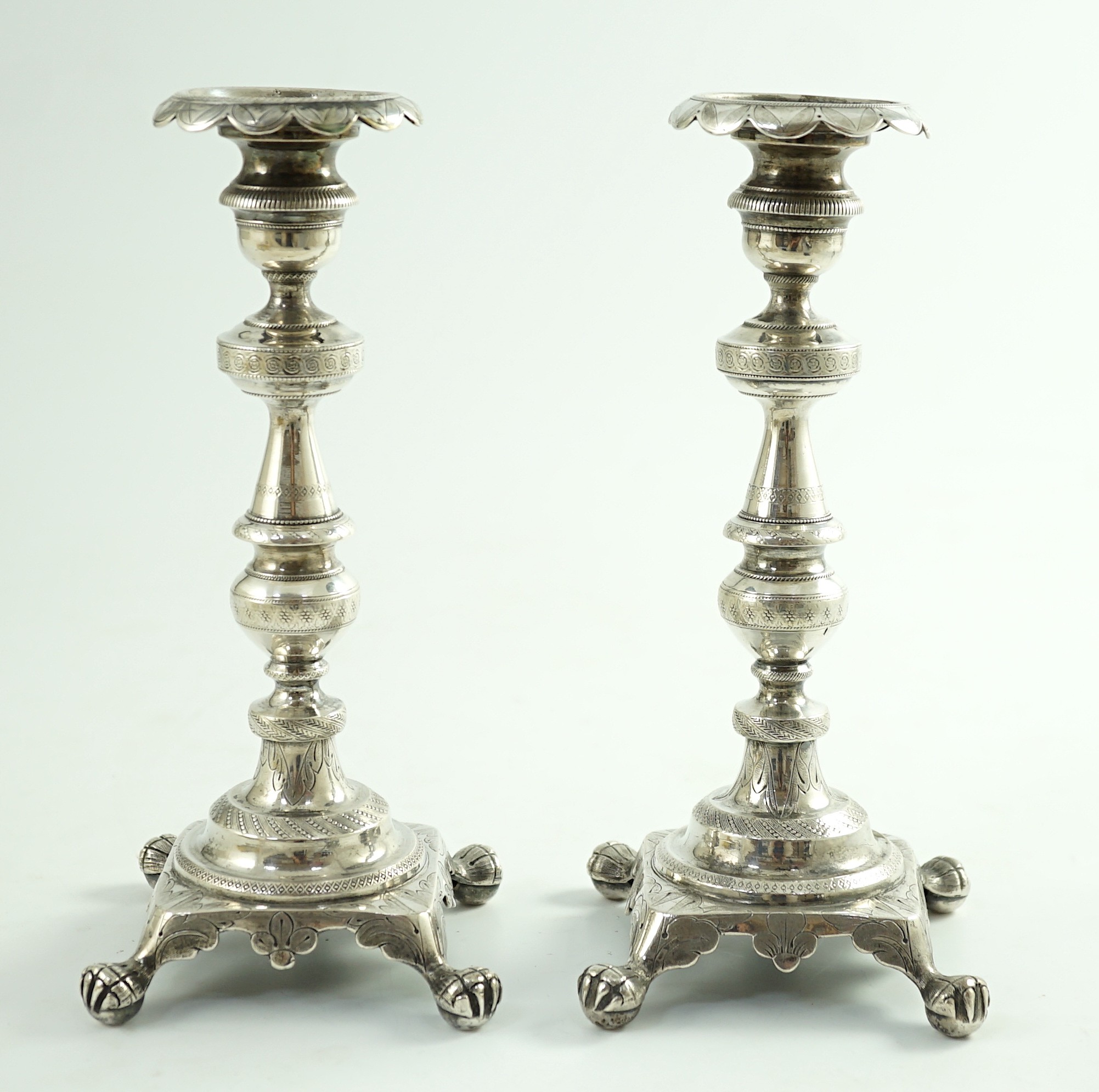 A pair of early 19th century Portuguese silver candlesticks